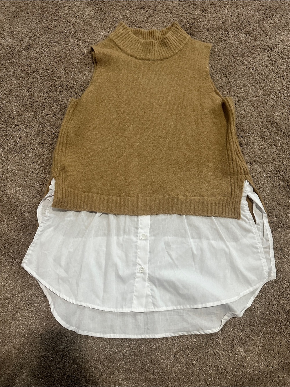 Mock Neck Knit Vest with Shirt Hem
